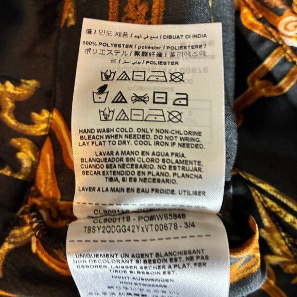 Guess Women's Black Gold Chain Print Long Sleeve Blouse M Polyester - Picture 6 of 6